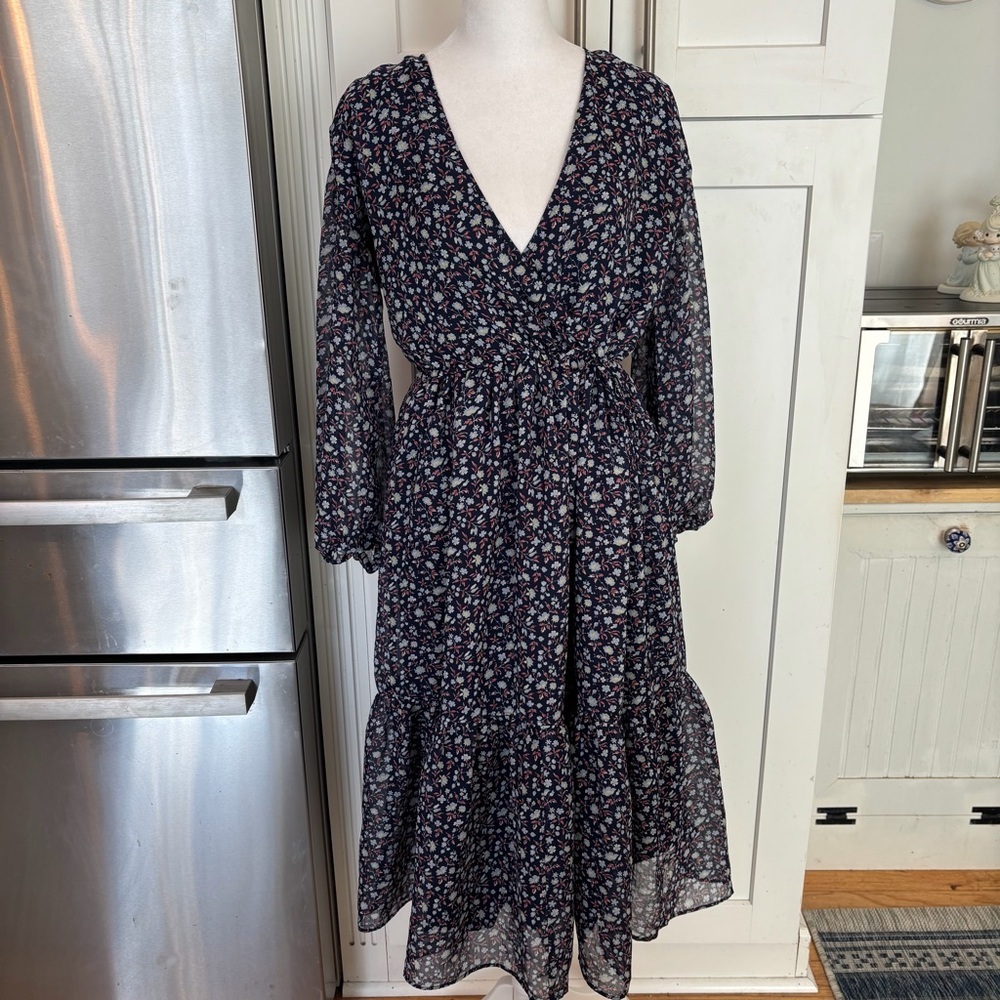Madewell Tie Waist Midi Dress in Harvest Vine Size Small - Picture 2 of 13